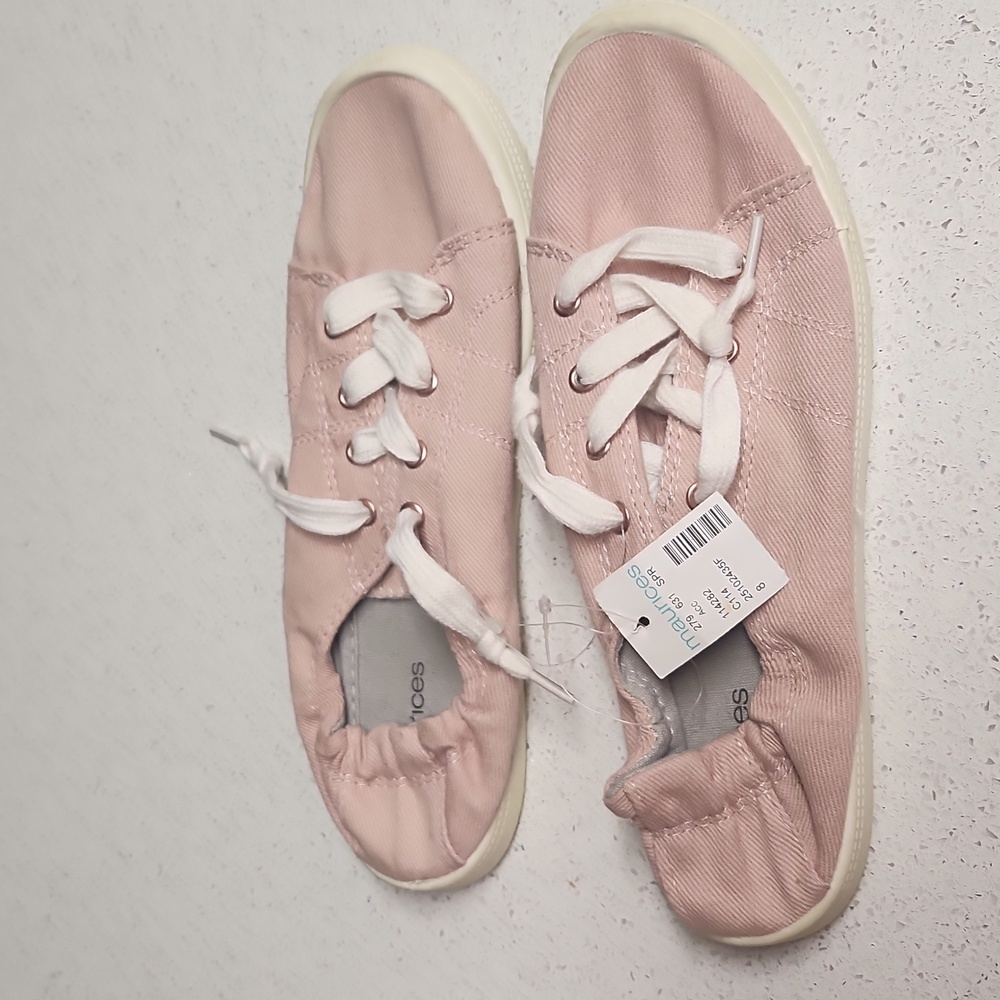 Maurices NWT Mariah Light Pink Flat Sneakers Size 8 - Picture 5 of 6